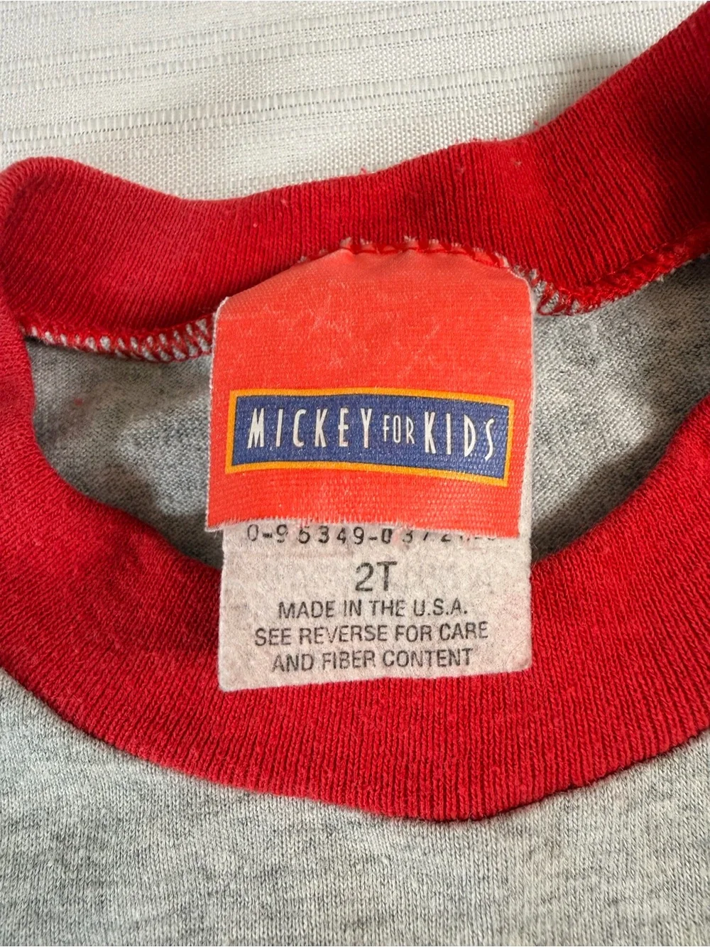 Vintage Disney Mickey Mouse Grey & Red Graphic Tee for Kids